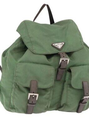 PRADA Backpack Nylon Green Silver Auth 166306 PRADA Backpack Nylon Green Silver Auth 166306 Silvery ref  main image 4